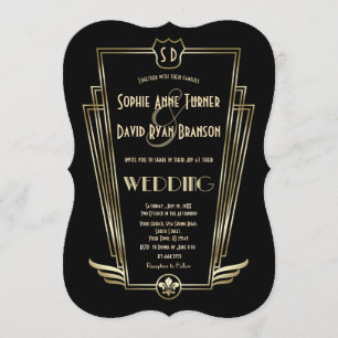 Royal Gold Art Deco Monogram Wedding Invite