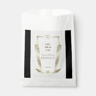 Royal Gold Art Deco Monogram Wedding THANK YOU Favour Bags
