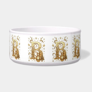 Royal Gold B Luxury Snowman Ceramic Pet Bowl