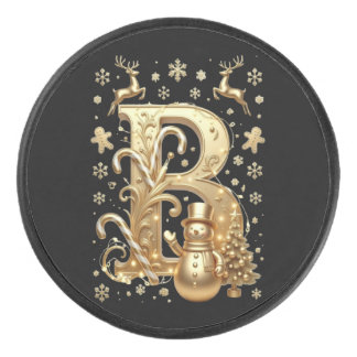 Royal Gold B Luxury Snowman Official Hockey Puck