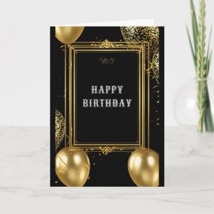 Royal Gold Birthday Frame On Black For Formal Card