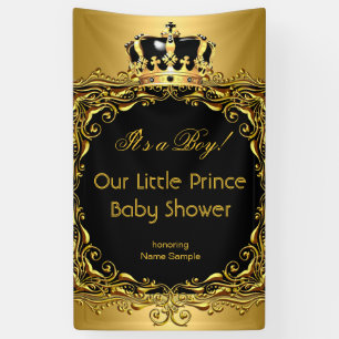 Royal Gold Black Crown Baby Shower Boy 2 Banner