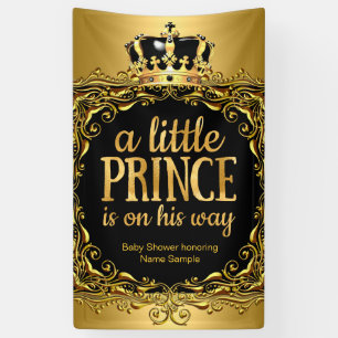 Royal Gold Black Crown Baby Shower Boy 3 Banner