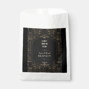 Royal Gold Black Great Gatsby Wedding THANK YOU Favour Bags