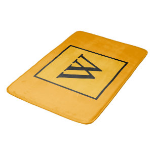 Royal Gold Black Monogram Geometric  Bath Mat