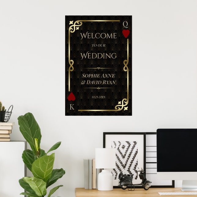 Royal Gold BlackCasino Night Wedding Welcome Sign (Home Office)