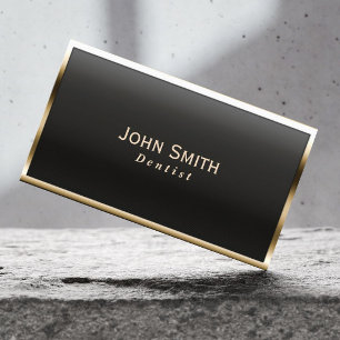 Royal Gold Border Dentist Business Card