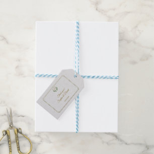 Royal Gold Crest Lush Greenery Wedding Gift Tags