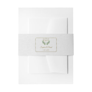 Royal Gold Crest Lush Greenery Wedding Invitation Belly Band