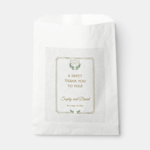 Royal Gold Crest Lush Greenery Wedding THANK YOU Favour Bags