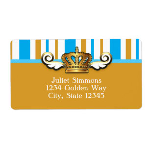 Royal Gold Crown Blue Elegant Party Sticker Label