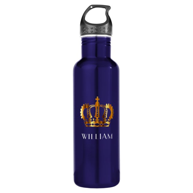 Royal Gold Crown Customised Name Blue 710 Ml Water Bottle (Front)