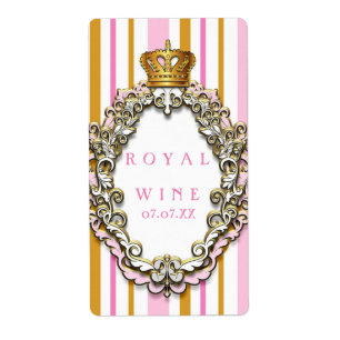 Royal Gold Crown Pink Elegant Princess Wine Label