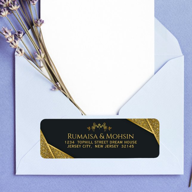 Royal Gold Elegant Islamic Wedding Return Address (Creator Uploaded)