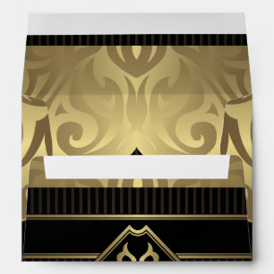 royal,gold,fleur de lis,pattern,on black,elegant,v envelopes