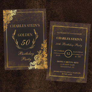 Royal Gold Floral Border Birthday Invitation