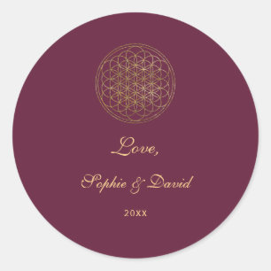 Royal Gold Flower of Life Sacred Geometry Wedding Classic Round Sticker