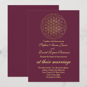 Royal Gold Flower of Life Sacred Geometry Wedding Invitation
