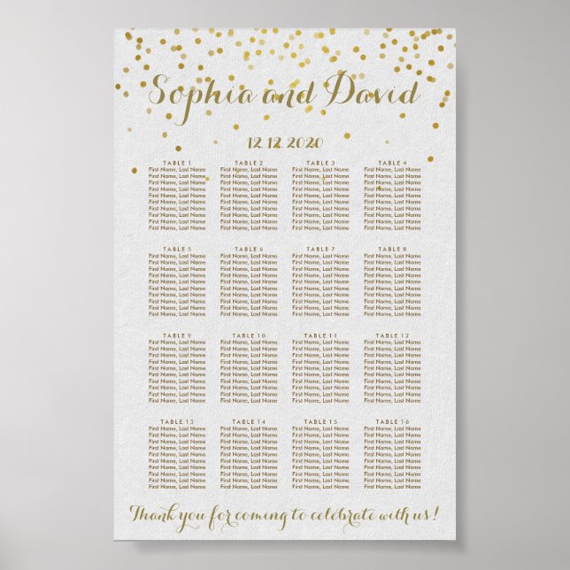 Royal Gold Foil Wedding Seating Chart (Front)