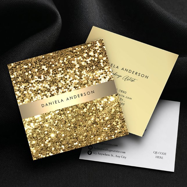 Royal Gold Glitter Luxury Glamourous Square Business Card (Creator Uploaded)