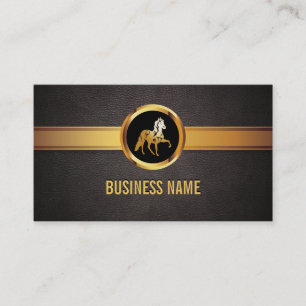 Royal Gold Horse Dark Leather Business Card