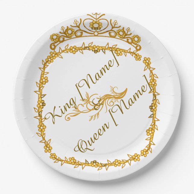 Royal gold king & Queen widding paper plate (Front)