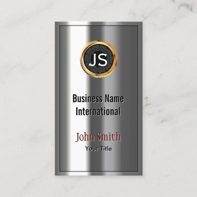 Royal Gold Label Chrome Metal Look Business Card (Front)