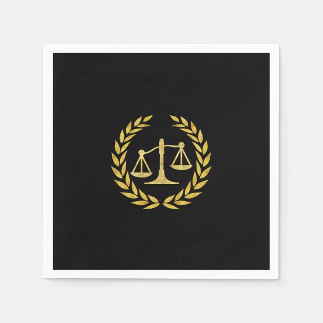 Royal Gold Laurel Wreath Law School Graduation Napkin (Front)