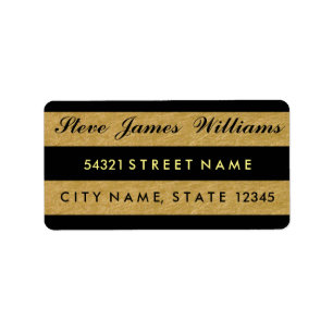 Royal Gold Leaf Black Stripes Address Labels