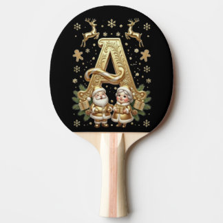 Royal Gold Letter A Luxury Unisex Ping Pong Paddle