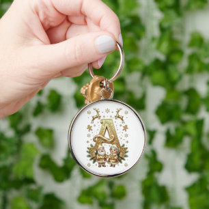 Royal Gold Letter A Luxury Unisex Silver Keychain