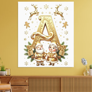 Royal Gold Letter A Luxury Unisex Wrapped Canvas