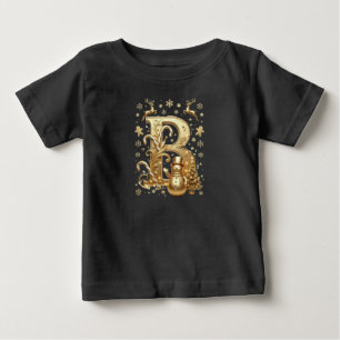 Royal Gold Letter B Luxury Snowman Baby Shirt