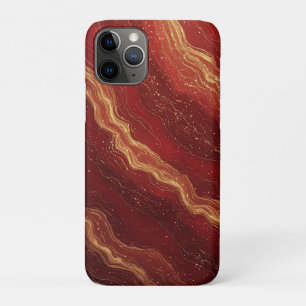 Royal Gold Marble Flow ✨ Red Swirl Luxury Abstract iPhone 11 Pro Case