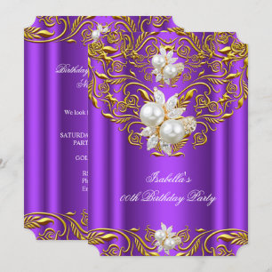 Royal Gold on Purple Pearl Elegant Birthday Party Invitation