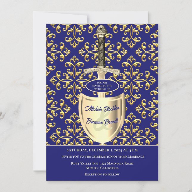 Royal Gold Pattern Wedding Invitation (Front)