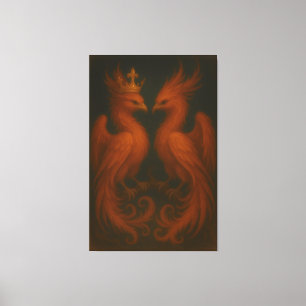 Royal Gold Phoenix Pair · Luxury Fine Art Canvas