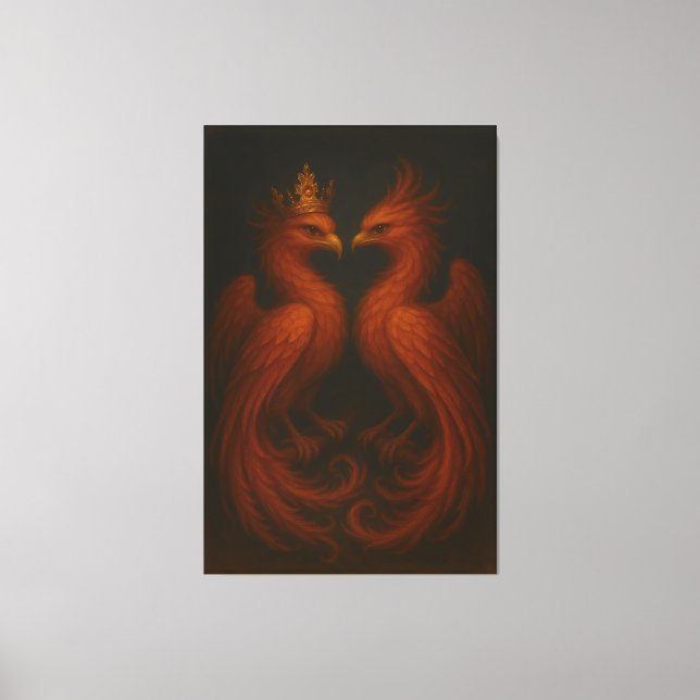 Royal Gold Phoenix Pair · Luxury Fine Art Canvas (Front)