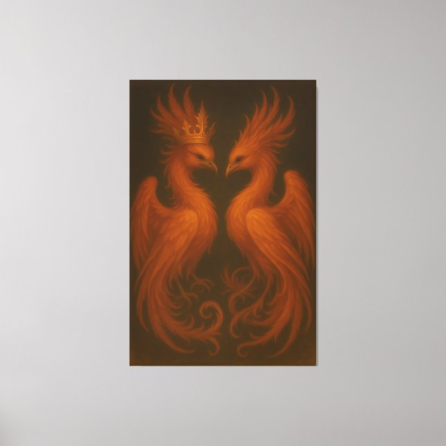 Royal Gold Phoenix Pair · Luxury Fine Art Canvas (Front)