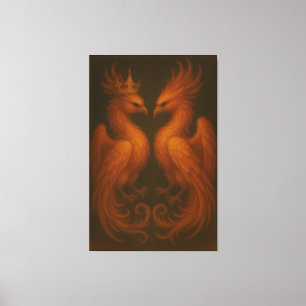 Royal Gold Phoenix Pair · Luxury Fine Art Canvas Print