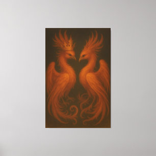 Royal Gold Phoenix Pair · Luxury Fine Art Canvas Print