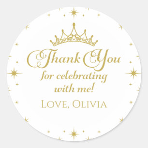 Royal Gold Princess Birthday Classic Round Sticker