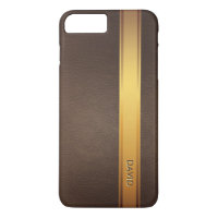 Royal Gold Stripe Custom Name Leather Background