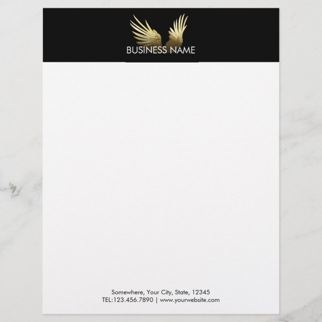 Royal Gold Wings Professional Modern Customized Letterhead (Front)