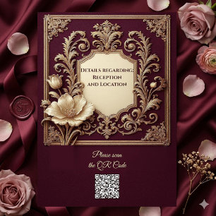 Royal Golden Burgundy Baroque Ivory Tulips Wedding Invitation