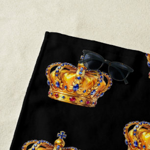 Royal golden crown beach towel