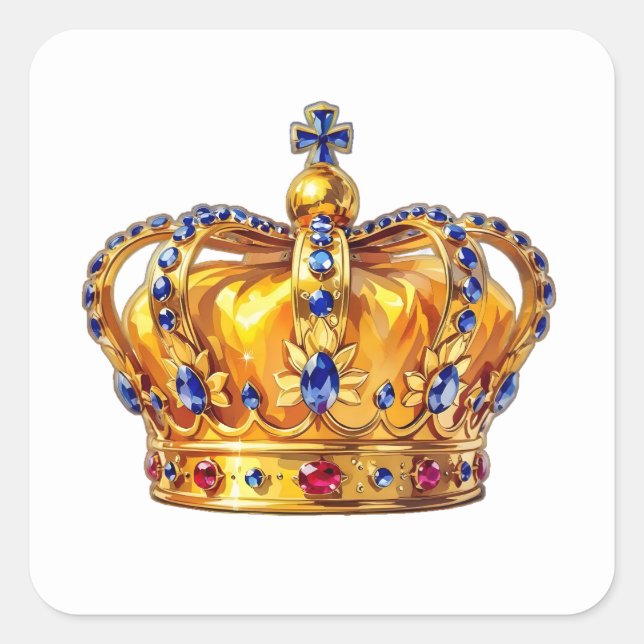 Royal golden crown square sticker (Front)
