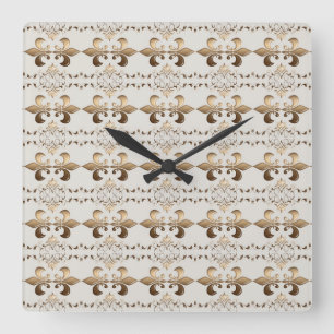 Royal golden fleur-de-lis pattern. square wall clock