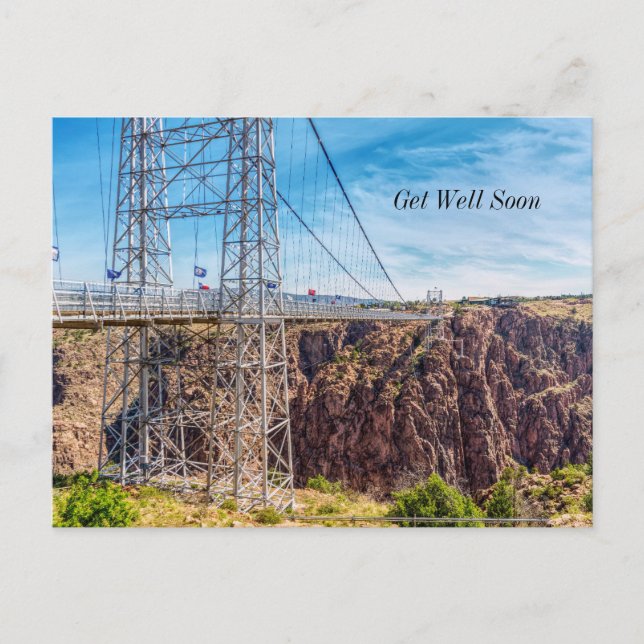 Royal Gorge Bridge Side View Get Well Postcard (Front)