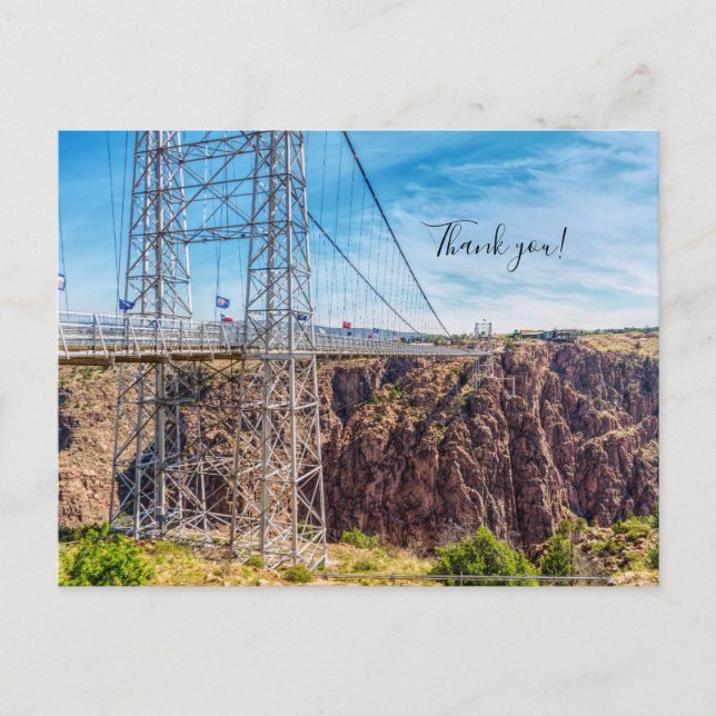 Royal Gorge Bridge Side View Thank You Postcard (Front)